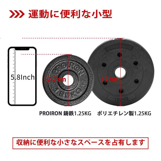 PROIRON ダンベル プレートバーベル プレート 10kg 2個セット 穴径25ｍｍ 鋳鉄製 トレーニングバンパープレート_4