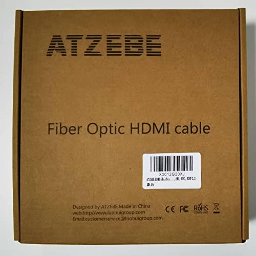 ATZEBE 光ファイバーHDMI ケーブル 25m、プレミアムHDMI 4K ケーブル 60P/4K HDR/Ultra HD/3D/YUV4:4:4/HDCP 2.2/高速18Gbpsをサポート/A