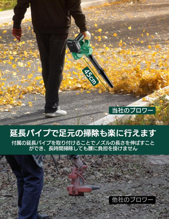 KIMO ブロワー 充電式 ブロアー 2.0Ahバッテリ一2個搭載 コードレスブロワー 無段変速 電動ブロワー 送風と集じんの1台2役 集塵 KIMO ブロワー 充電式 ブロアー 2.0Ahバッテリ一2個搭載 コードレス