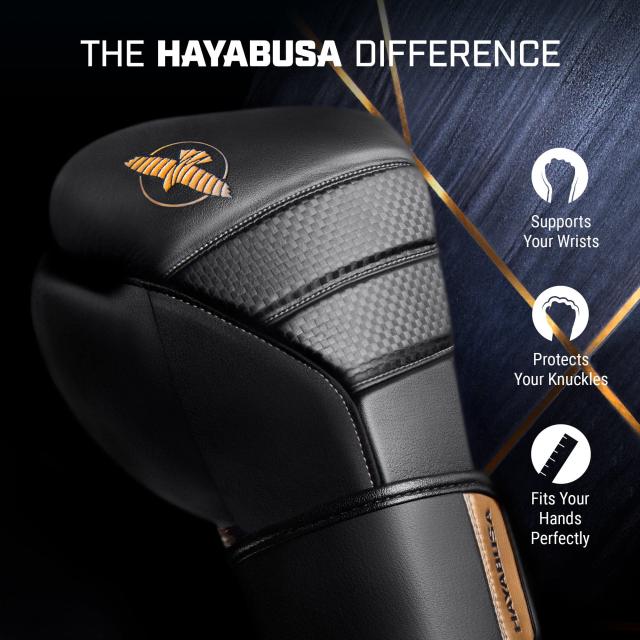 HAYABUSA T3 ボクシンググローブ 黒/金 ベルクロ式 12オンス Hayabusa