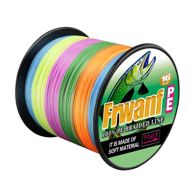 Frwanf 釣りライン PEライン 釣り糸 16編 マルチカラー 1000M 高強度