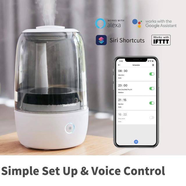 SwitchBot 加湿器 卓上 超音波式 Alexa 大容量 3.5L 上から給水 アロマ対応 6-15畳に対応 除菌 フィルター 静音 空焚き防止 冬乾燥対策