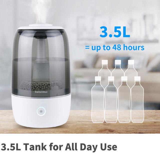 SwitchBot 加湿器 卓上 超音波式 Alexa 大容量 3.5L 上から給水 アロマ対応 6-15畳に対応 除菌 フィルター 静音 空焚き防止 冬乾燥対策