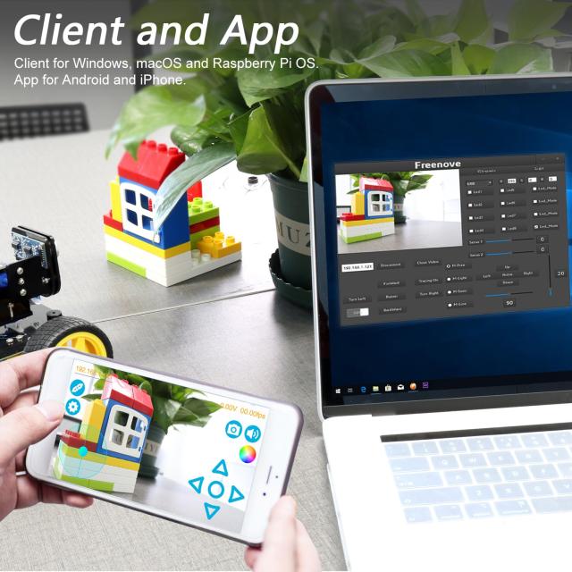 Freenove 4WD スマートカーキット Raspberry Pi 4 B 3 B+ B A+ 用、フェイストラッキング、ライントラッキング、ライトトレース、障害物の通販は