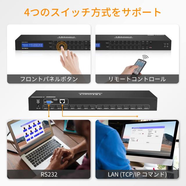 TESmart HDMI マトリックス 8入力8出力 8x8 HDMI 切り替え器 HDMI 分配器 4K@30Hz 8PC8ディスプレイ用 HDMI 切替器 HDMI スプリッター ED_2