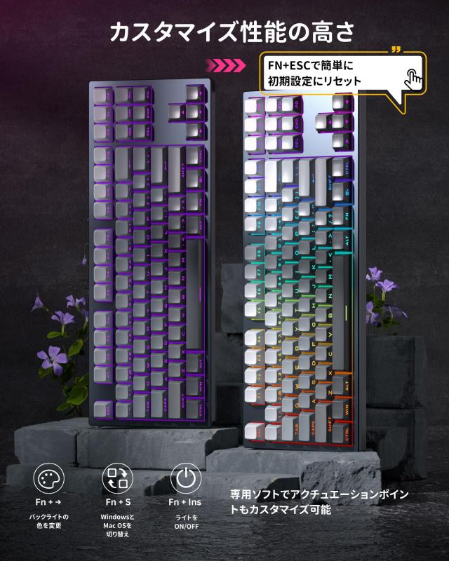 MageGee ラピッドトリガー キーボード | ゲーミングキーボード ラピッドトリガー | CNCアルミフレーム、RGB 有線 USB コンパクトゲーミン_6