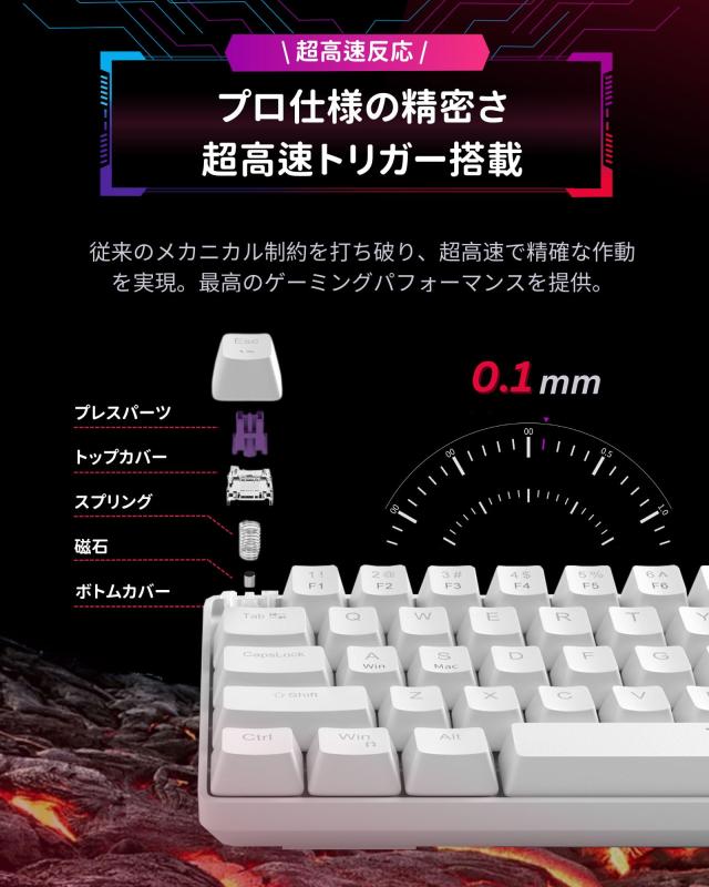 MageGee ラピッドトリガー キーボード | 68キー 英語配列 有線 RGB 60% サイズ | ゲーミングキーボード ラピッドトリガー | 磁気スイッチ_4
