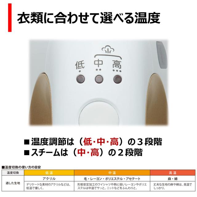 東芝 アイロン スチームアイロン コードレス 衣 類スチーマー かけたまま 小型 約 0.71kg 最 大約 12g/ 分 温度調節 3 段階 2Way TAS-X5_3
