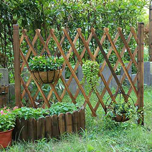 uyoyous 2個入 木製柵 伸縮 折りたたみ式 ガーデン フェンス 花壇