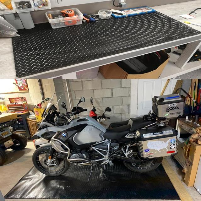 uyoyous ガレージマット バイクガレージマット 長さ5 m 幅1m バイク用敷きゴムマット メンテナンス用マット 床面保護 パーツ保護 工具落_5