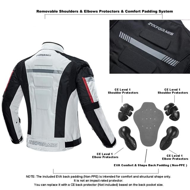 [Zyxformis] バイクジャケット メンズ オールシーズン 防水 防寒 【CE規格プロテクター付き】 ライディングジャケット 保温インナー着脱_4