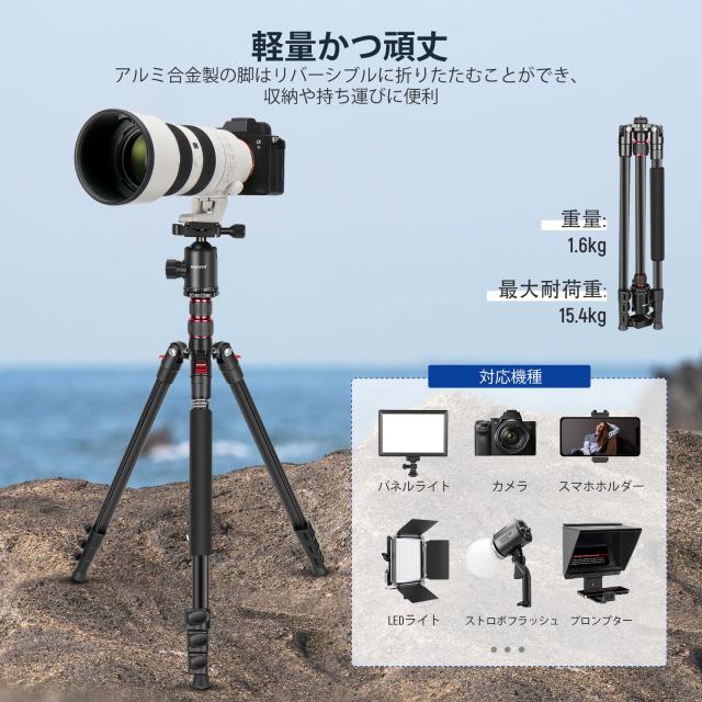 NEEWER カメラ三脚一脚 197cm DSLRカメラ用 360度ボールヘッド 2軸 