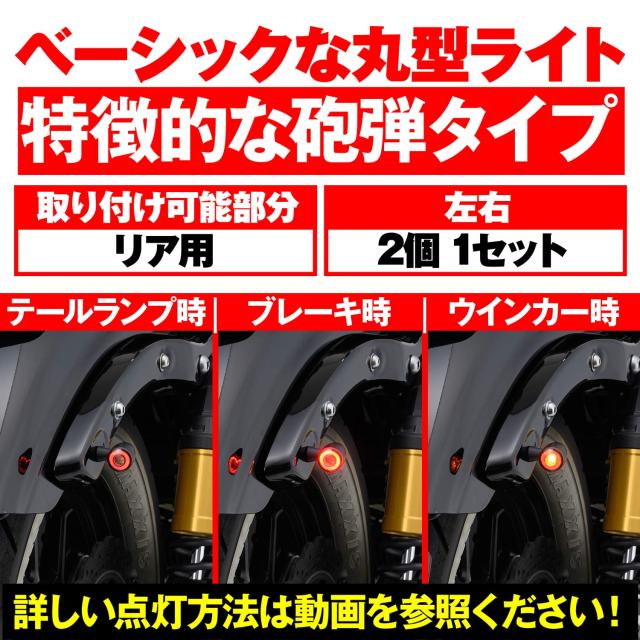 デイトナ(Daytona) HIGHSIDER(ハイサイダー) バイク用 LED ウインカー マットブラック テールランプ一体型 リア用 アポロブレット 15289_3