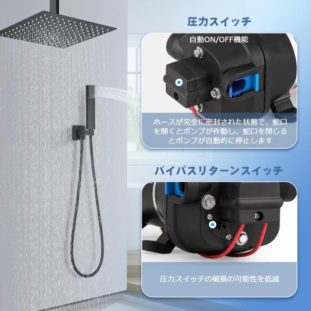 NEWTRY ダイヤフラム水ポンプ 給水 排水ポンプ 家庭用水ポンプ 12.5L
