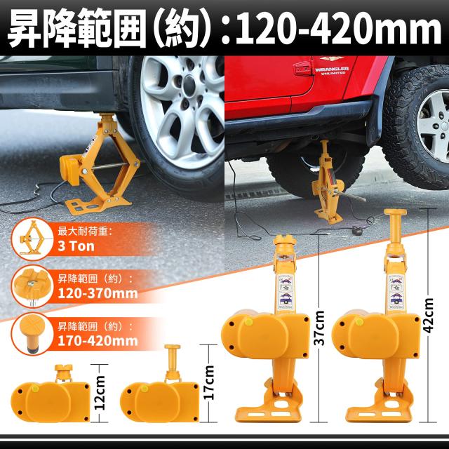 E-HEELP 電動ジャッキ 3t 車用 12V 耐荷重 3トン ジャッキアップ