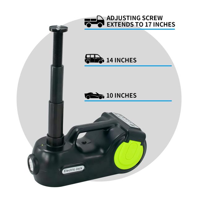 E-HEELP電動ジャッキ 自動車とSUVに適合電動じゃっき 155-530mm 耐荷重 5トン 3-in-1 多機能電動油圧ジャッキ インフレータポンプとLED懐