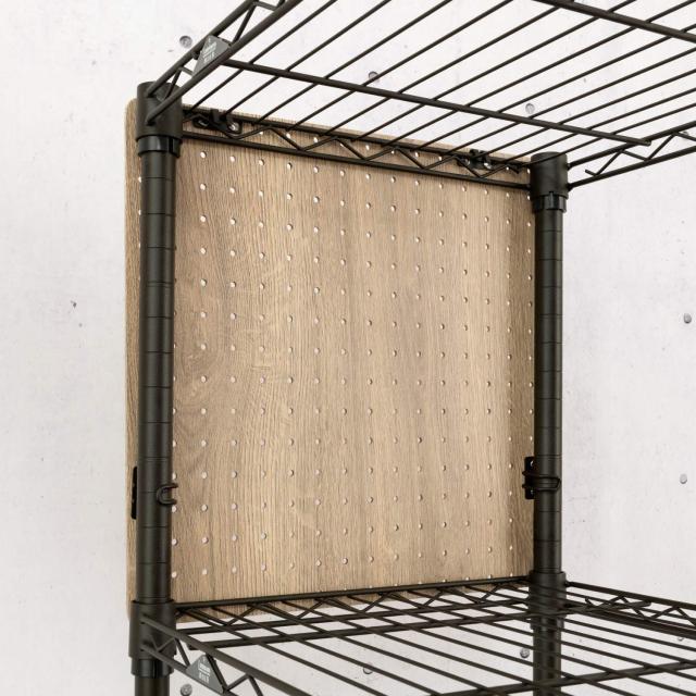 ドウシシャ ルミナス ノワール スチールラックパーツ 有孔ボード 木製