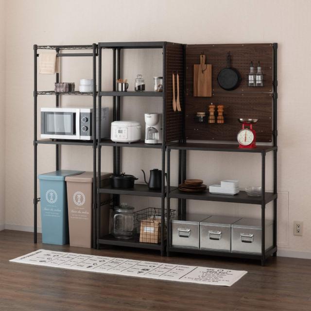 ドウシシャ ルミナス ノワール スチールラックパーツ 有孔ボード 木製