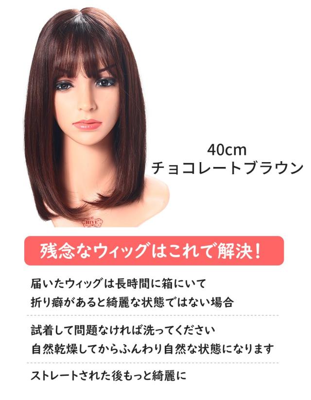 HIYE フルウィッグ 人毛100％ 前髪 女性 つむじ 分け目 人工皮膚 医療
