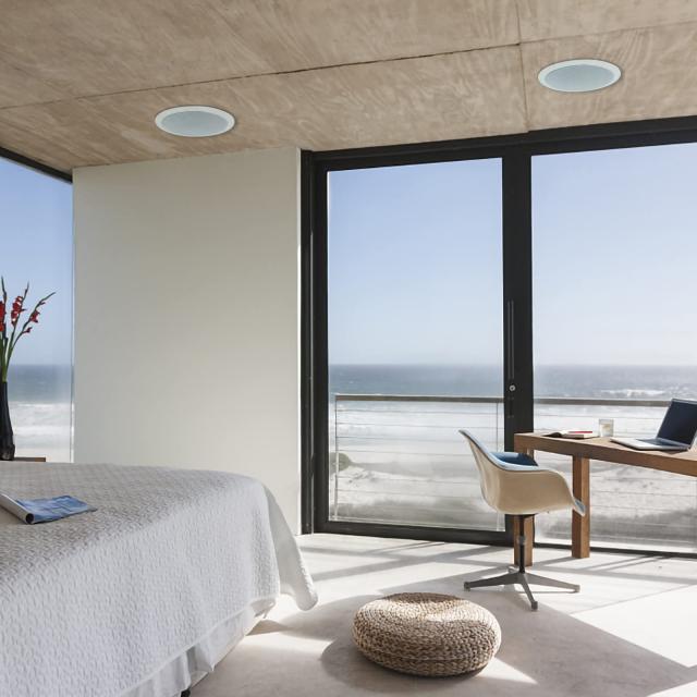 Herdio 300W Bluetooth 天井埋め込み型スピーカー 2ウェイ/ラウンド型/1本 ホワイト 18.5cm 8Ω 天井スピーカー