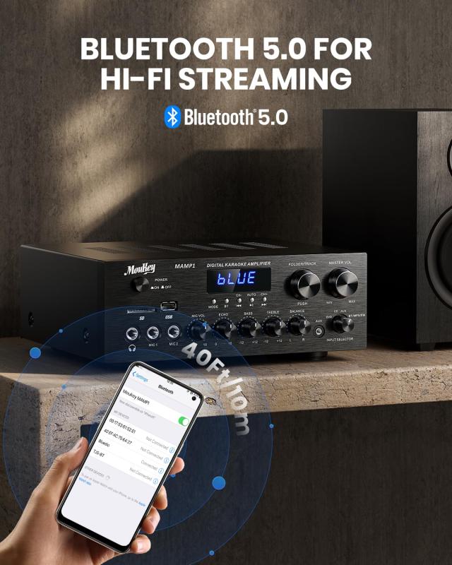 Moukey パワーアンプ システム マイクミキサー 220W Bluetooth対応