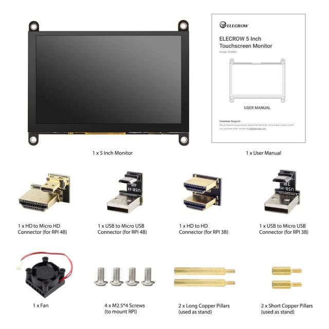 ELECROW モバイルモニター 5インチ Raspberry Pi用 モバイルディスプレイ ポータブルモニター 800 480 内蔵スピカー 冷却ファン付き 5イの通販は - BERU 通販サイト