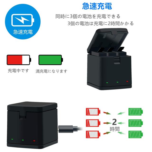 COOLSHOW GoPro HERO 8 バッテリー ゴープロ8 充電器 対応機種GoPro 
