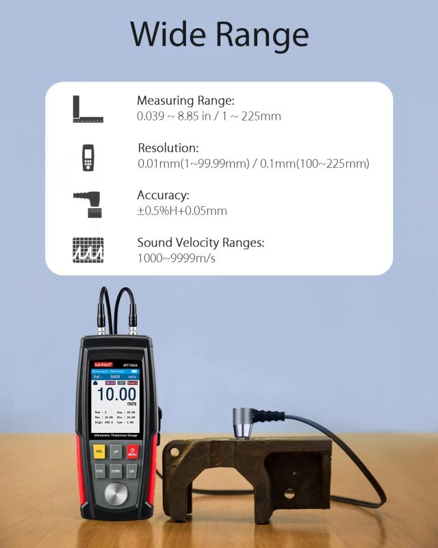 Wintact デジタル超音波厚さ計 WT100A 範囲 1.00 〜 225.0 mm_1