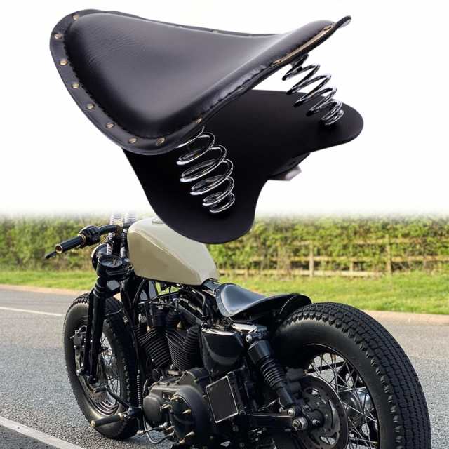 バイクシート ソロシート 合革 スプリング ブラケット リベット クッション 衝撃吸収 ホンダ カワサキ 汎用 ブラックの通販はau PAY  マーケット - おもむろストア | au PAY マーケット－通販サイト