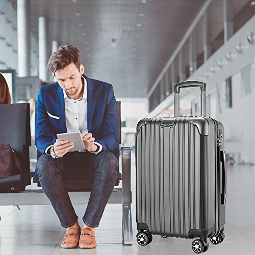 [VARNIC] スーツケース キャリーバッグ  ダブルキャスター 耐衝撃  TSAローク搭載 (S サイズ(40.5L, 灰)