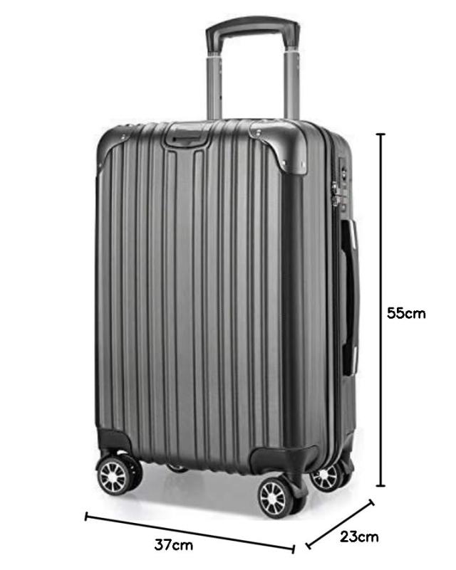 [VARNIC] スーツケース キャリーバッグ  ダブルキャスター 耐衝撃  TSAローク搭載 (S サイズ(40.5L, 灰)
