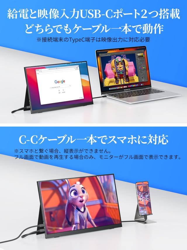 モバイルモニター モバイルディスプレイゲームモニター cocopar15.6インチ スイッチ用モニター 非光沢IPS液晶パネル 薄い 軽量 1920x1080_4