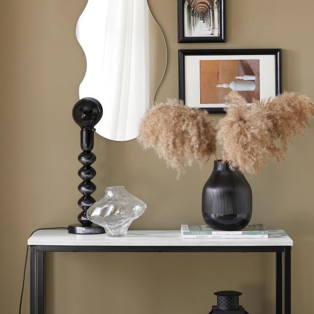 SoBuy コンソールテーブル 大理石調 玄関テーブル カウンターテーブル スリム 幅80×奥行き30×高さ75cm サイドテー モダンな大理石コンソールテーブル、金属製の脚付き、ブラックの細身の