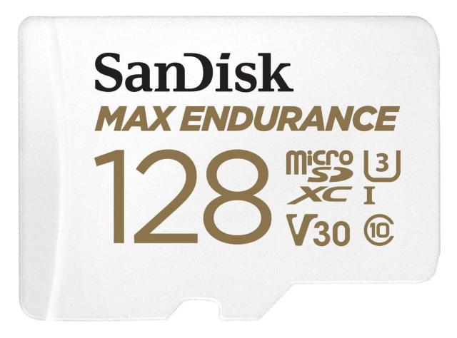 SanDisk 128GB MAX Endurance microSDXC Card with Adapter for Home Security Cameras and Dash cams - C10, U3, V30, 4K UHD, Micro SD