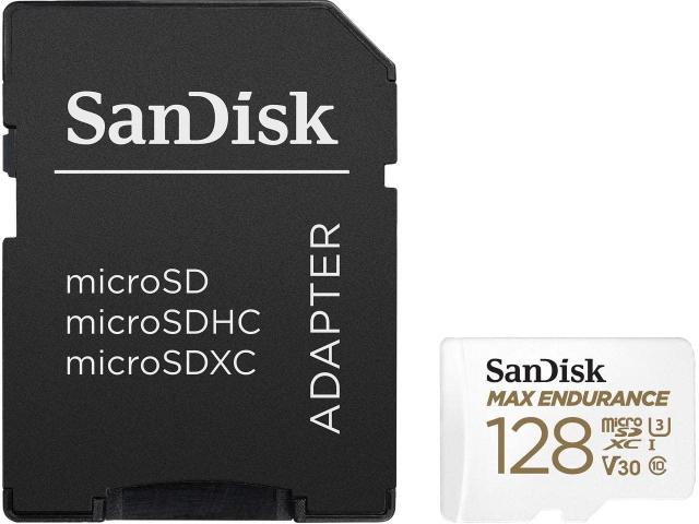 SanDisk 128GB MAX Endurance microSDXC Card with Adapter for Home Security Cameras and Dash cams - C10, U3, V30, 4K UHD, Micro SD