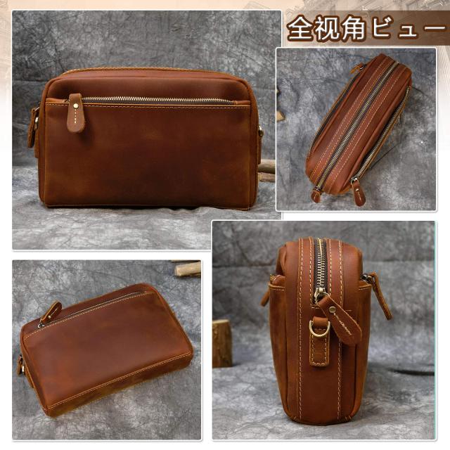 Luufan] セカンドバッグ 紳士用 2way 本革 クラッチバッグ メンズ