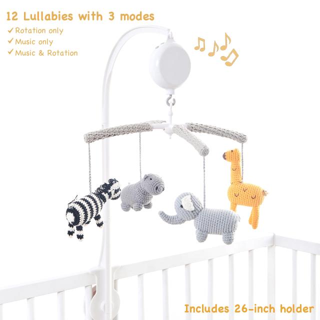 Joliecraft モビール 森林動物音楽回転子供用ベッドメリー