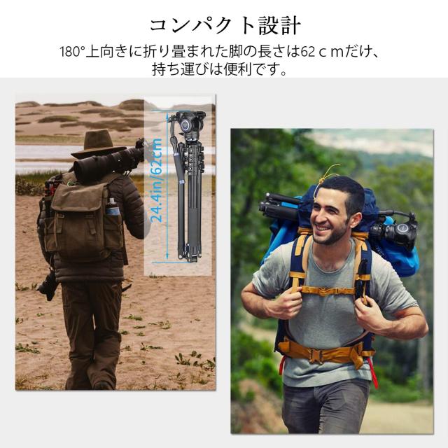 コンパクトアルミ 三脚 トラベル 一脚伸縮可変式 全伸高 195cm ビデオ 