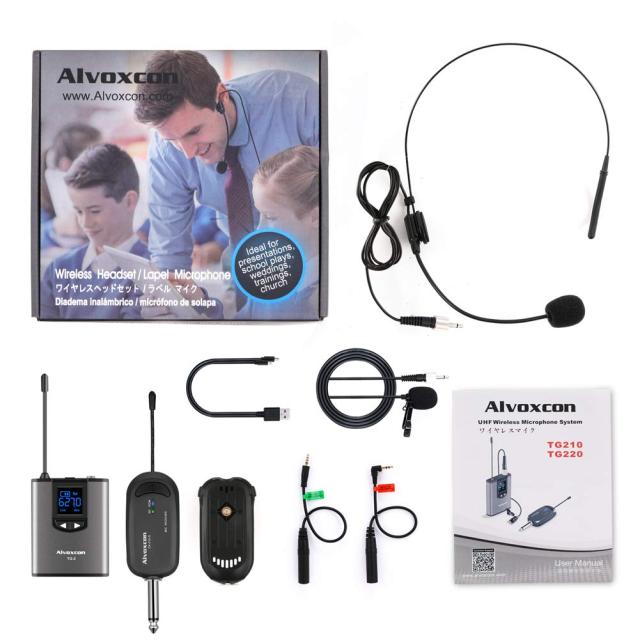 Alvoxcon ワイヤレスマイク UHF ピンマイク ワイヤレス ヘッドセット