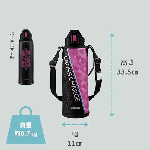 エレガントな黒とピンクのボトル 象印マホービン クールボトル 水筒 1.55L スポーツタイプ 驚きの保冷力
