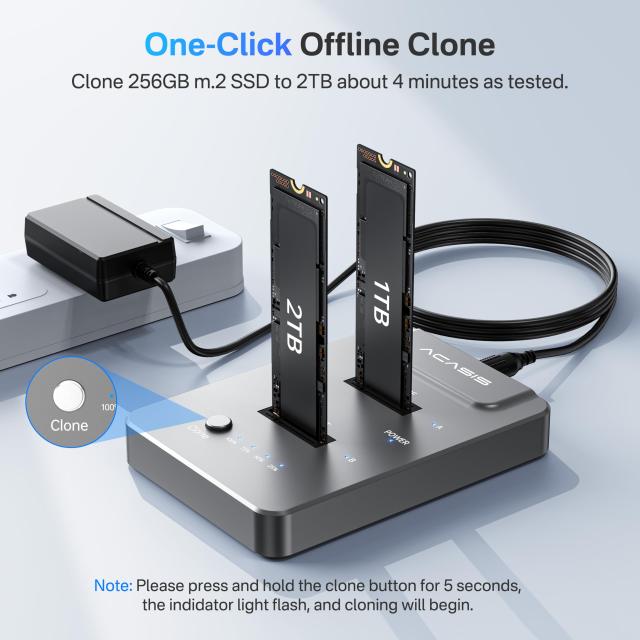 ACASIS M.2 SSD クローン, SSD クローン USB Type C 10Gbps, 支援オフラインクローン, m .2 nvme ssdに適合 2230,2242,2260,2280，最大8T_5