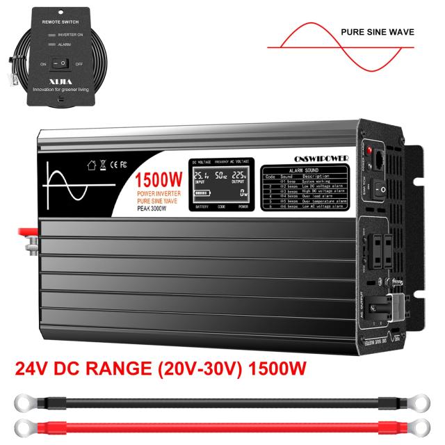 正弦波 インバーター 100vから24v変換器 コンセント 50Hz/60Hz,カーインバーター,AC コンセント×2 非常電源・に 防災 太陽光発電 LCDデ_1