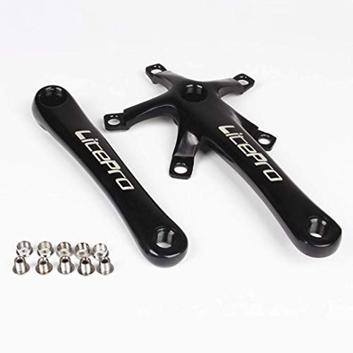 Folding Bike Square Bicycle Crank Crankset BCD130 Single 45/47/53/56/58T Chainwheel Aluminum Alloy Crankset (黒, 56T)