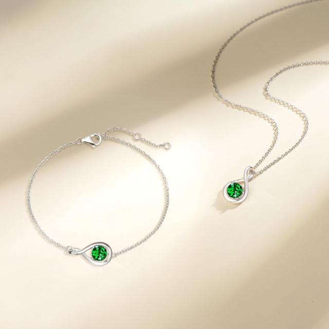 Agvana エメラルド ネックレス レディース 5月 誕生石 しずくモチーフ プラチナメッキ シルバー925 ホワイトデー お返し クリスマス 誕生