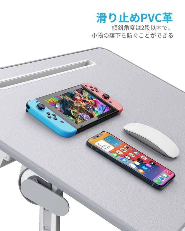 SAIJI 折りたたみミニテーブル「安定性強化版」ローテーブル ベッド用 軽量 大容量天板 角度・高さ調整可能 引き出し＆ブックスタンド付き_5