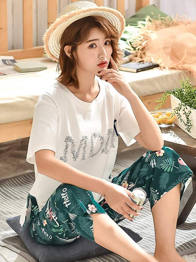 [レモンツリーセブン] 綿100％ パジャマ ペアルック 男女4点セット レディース メンズ ピンク パジャマ 夏 カップル お揃い 半袖 ロングの通販は