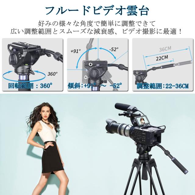 INNOREL フルード ビデオ雲台 2WAY フルード ダイカスト加工 アルミ合金 三脚 一脚 流体 ヘッド 2段ハンドル 長さ調整 24−41CM 撮影機 INNOREL フルード ビデオ雲台 2WAY フルード ダイカスト加工 アルミ合金 三脚 一脚 流体 ヘッド 2段ハンドル 長さ調整 24−41CM 撮影機