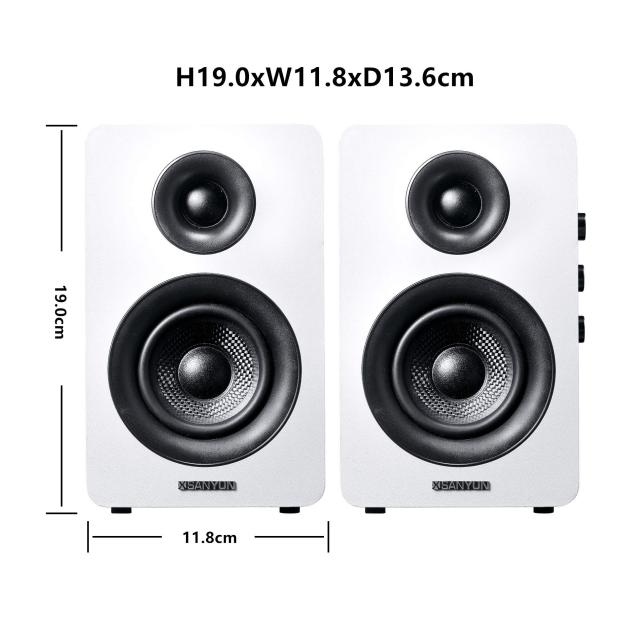 Sanyun SW208 3 ”アクティブBluetooth5.0ブックシェルフスピーカー？ 60Wカーボンファイバースピーカーユニット？内蔵24ビットDAC ？ダイナ_1