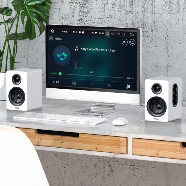 Sanyun SW208 3 ”アクティブBluetooth5.0ブックシェルフスピーカー？ 60Wカーボンファイバースピーカーユニット？内蔵24ビットDAC ？ダイナ_5