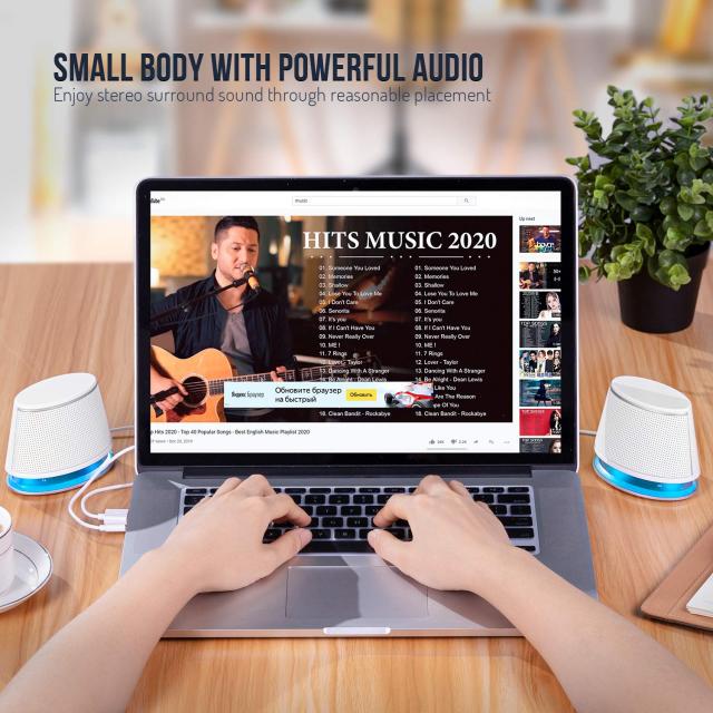Sanyun SW102 PCスピーカー 5Wx2 重低音 大音量 パワフル出力 3.5